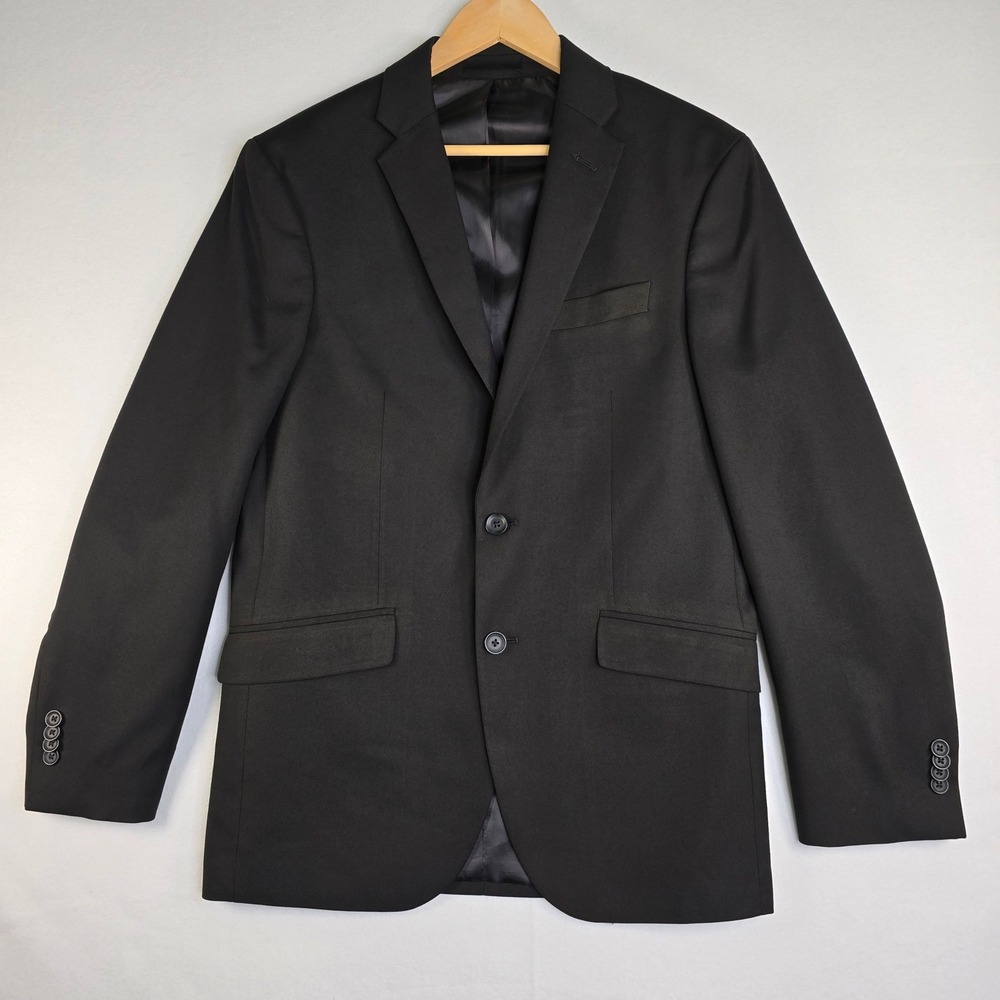 Kenneth Cole Reaction Techni-Cole Mens Black 2-Button Suit Jacket Blazer 38R